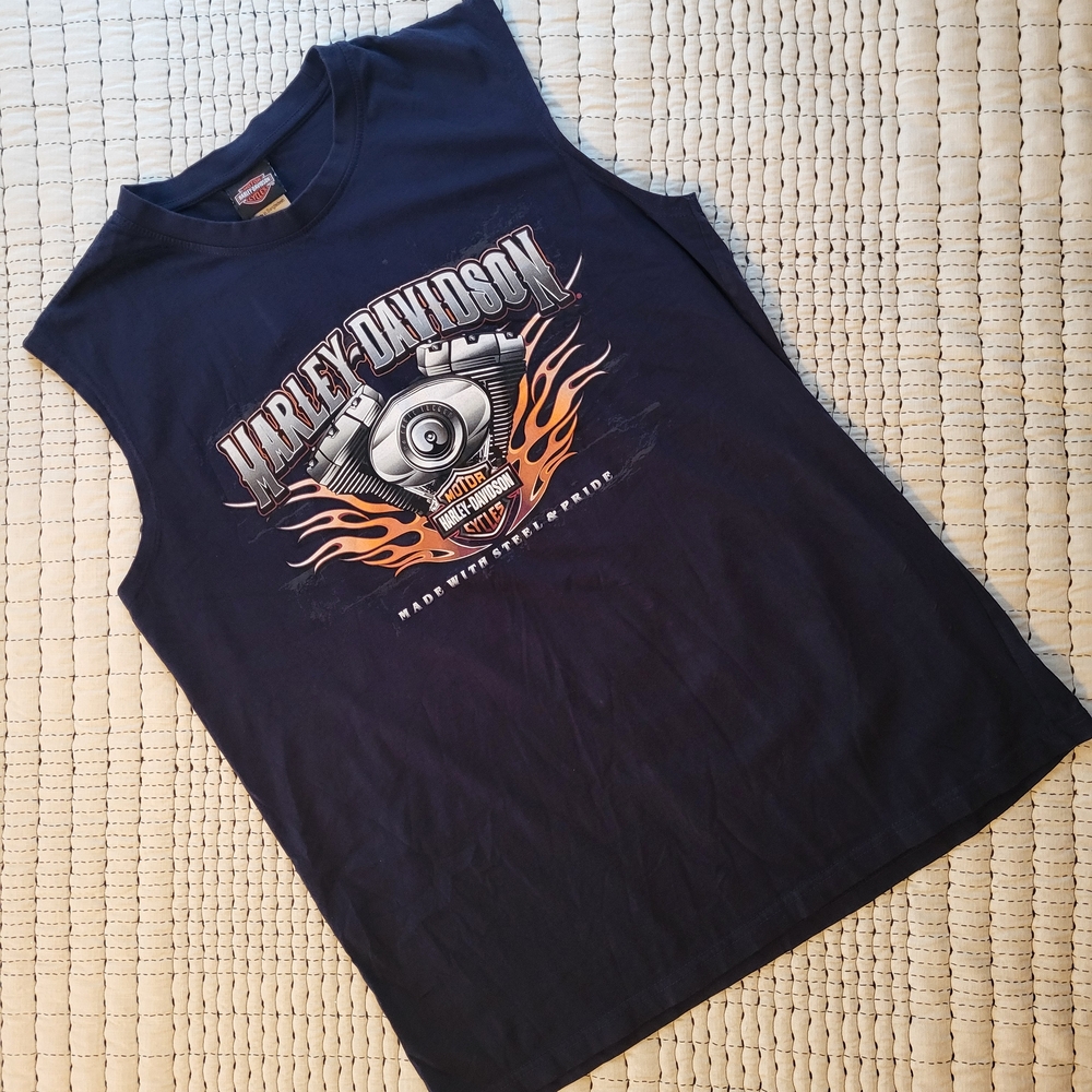 Harley-Davidson Mens Navy Sleeveless Top